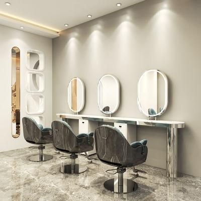 Silver LED Bathroom Mirror Beauty Salon Equipment Modern Vanity Mirror