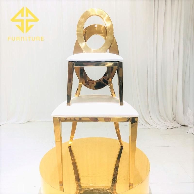 New Luxury Furniture Stainless Steel Gold Wedding Round Back Dining Chair