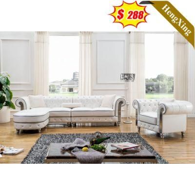 Luxury Design Classic Furniture White Fabric Leather PU Sofa with Lounge Chair