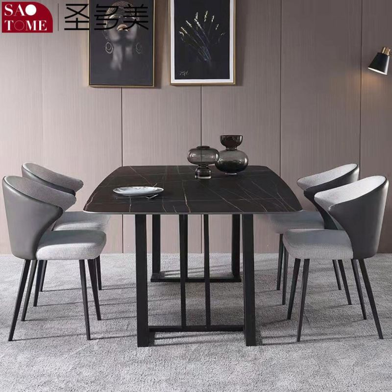 Modern Rock Board Furniture Carbon Steel Square Tube Vertical Bar Dining Table