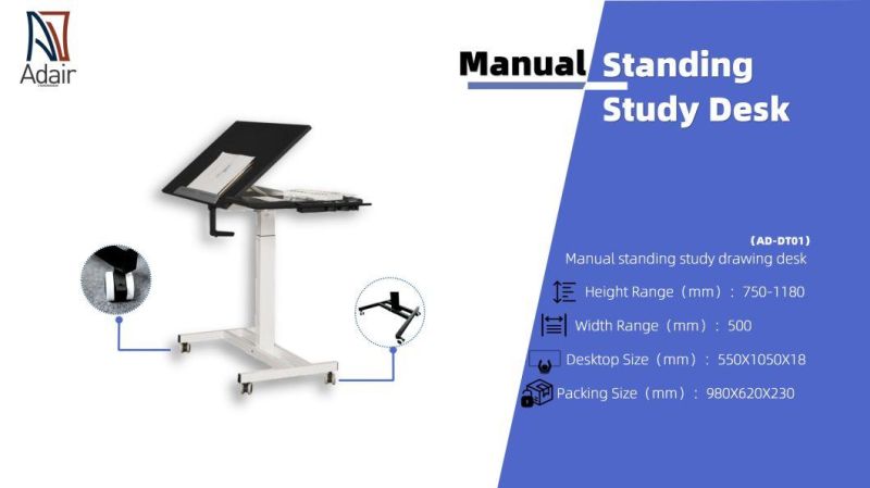Single Leg Height Adjustable Drafting Table Drawing Study Laptop Desk