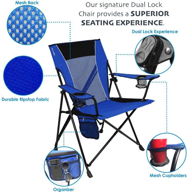 Dual Lock Portable Camping and Sports Beach Travel Picnic Metal Folding Chair