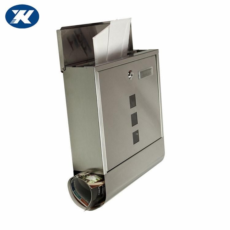 Letter Box Stainless Steel Mailbox with Sturdy Key Lock Wall Mounted Waterproof Mail Box with Transparent Cover