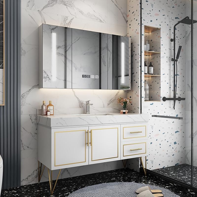 Free Standing Floor Modern LED Mirror Cabinet Hotel Bathroom Furniture