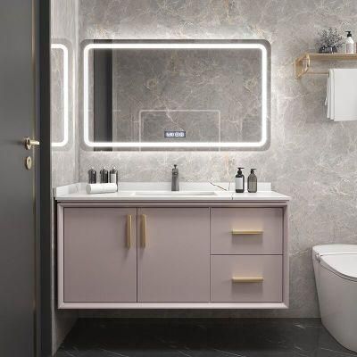 100mm Exquisite Exterior Design Wall Mounted Irregular Design Bathroom Vanity Cabinet with LED Mirror