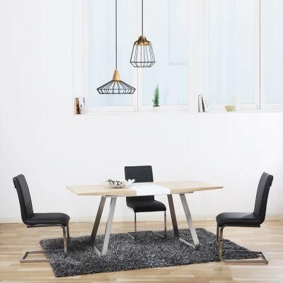 Nordic Style Home Furniture Extendable MDF Top Wood Square Dining Set Table