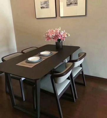 Solid Wood Dining Table Veneer Table with PU Painting
