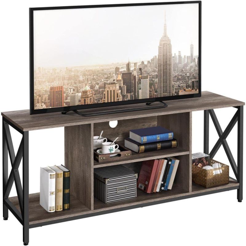 TV Stand for 65 Inch TV Console Table with Storage Shelves Cabinet, 55" Wood Entertainment for Living Room