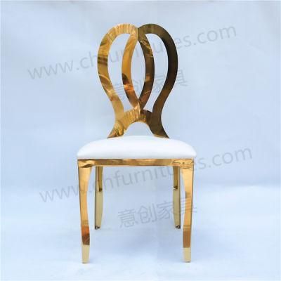 Stainless Steel Stackable Gold Banquet Chairs with White Cushion Yc-Zs39