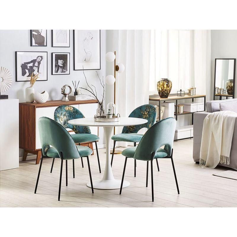 Ergonomic Design Flower Blue Modern Oval Back Elastic Stretch Dining Chair