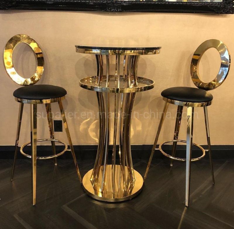 Bar Furniture Stainless Steel Round Bar Cocktail Table