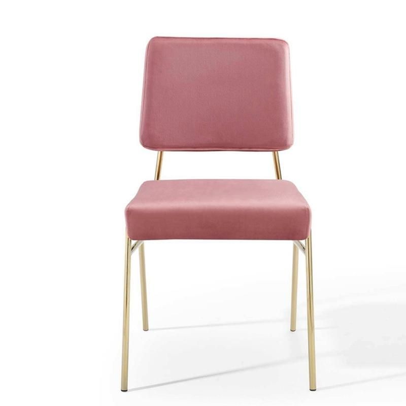 Home Dense Foam Padding Craft Velvet Elastic Golden Legs Side Steel Chairs