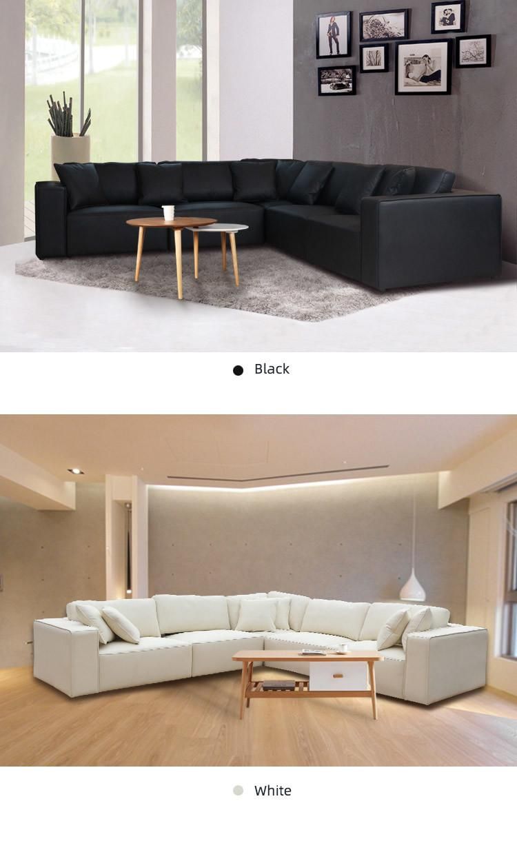 High Quality Modern Home Furniture Living Room Fabric Leather Modular L Shape Sectional Sofa