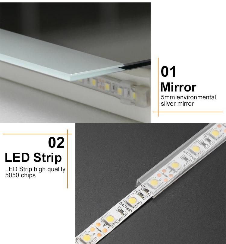 Modern Design Frameless LED Back-Lit Bathroom Mirror Touch Screen