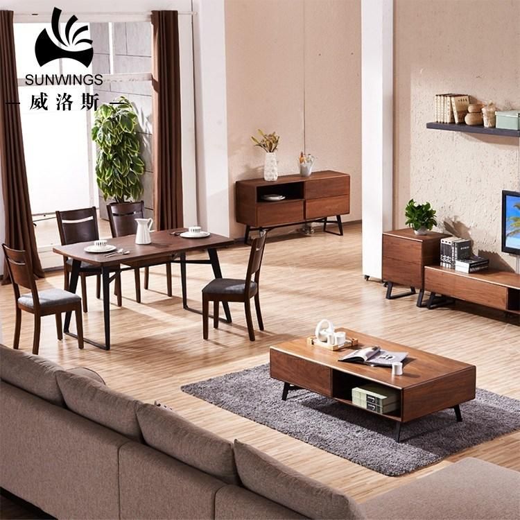 Nordic Wooden Home Furniture Metal Base Dining Table Made in China