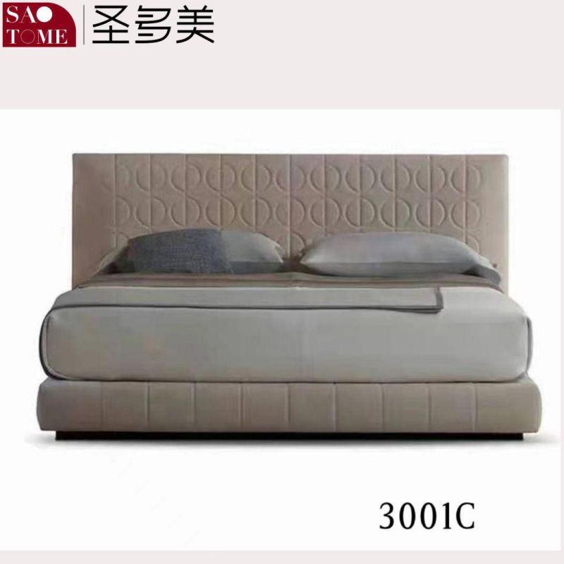 Hotel Home Furniture Dark Khaki Frosted Belt Embroidery Double King Bed