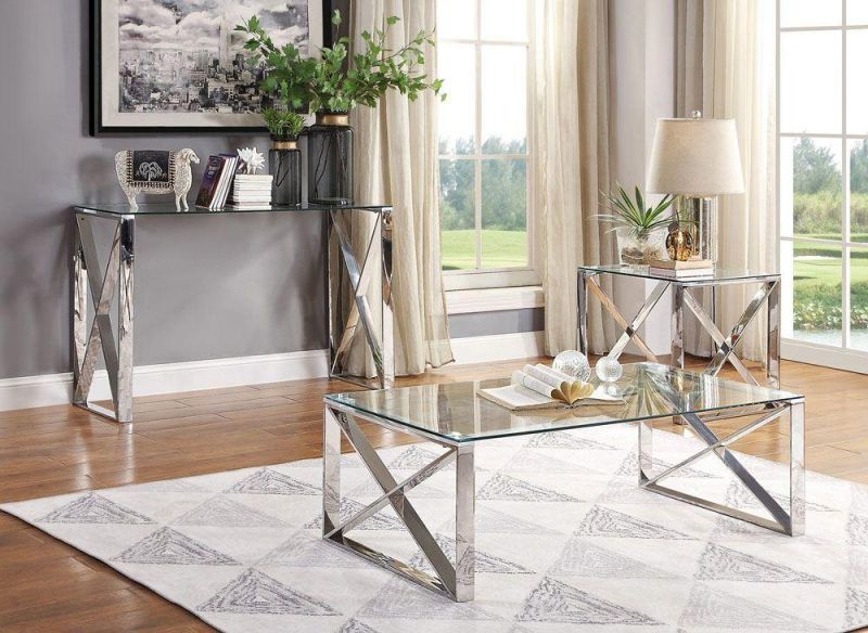 Fashion Home Furniture Set Entrance Console Table with Glass Top