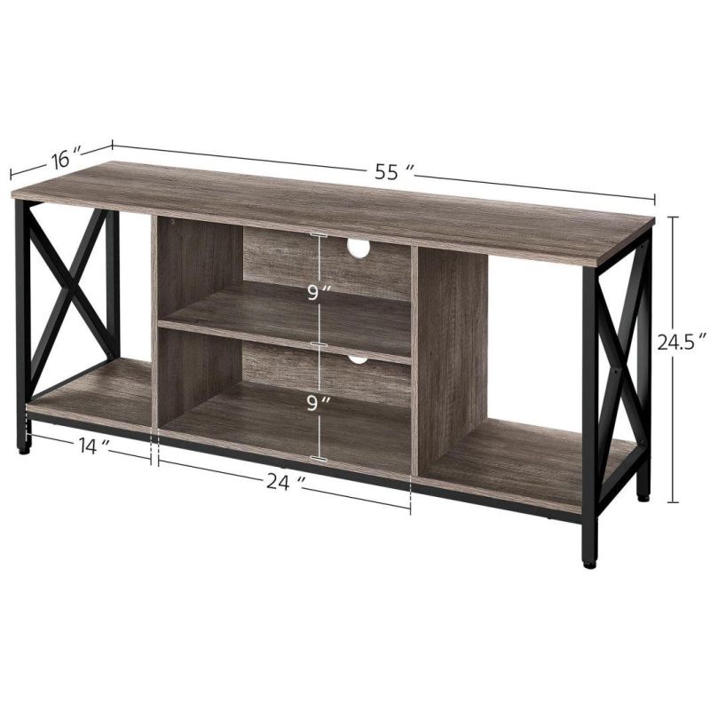 TV Stand for 65 Inch TV Console Table with Storage Shelves Cabinet, 55" Wood Entertainment for Living Room