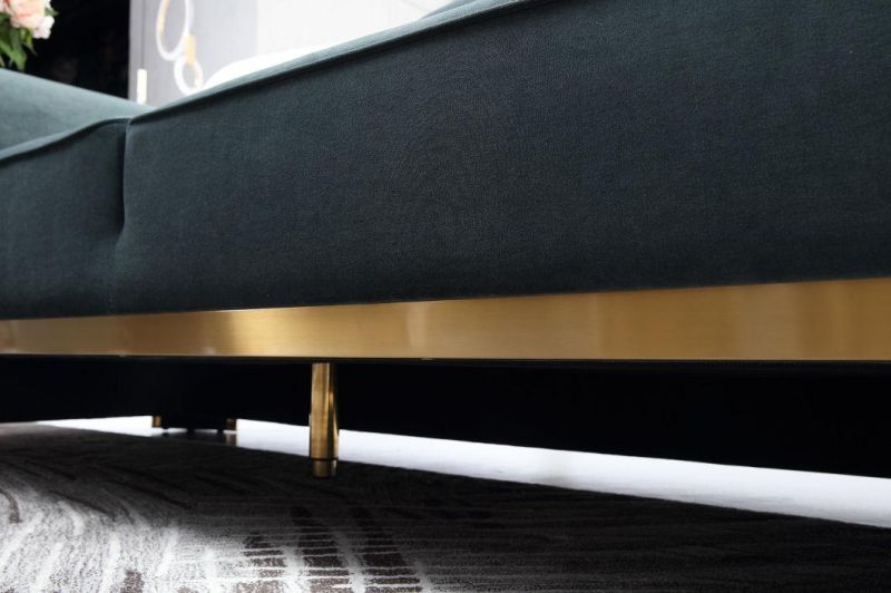 Luxury Living Room Modern Design Velvet Sofa Set Furniture with Golden Foot