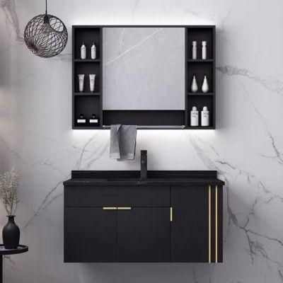 Cheap 32 Inch Bathroom Sink Cabinet Basin Mirror Bathroom Cabinet with LED Light Wooden Bathroom Vanity Cabinet