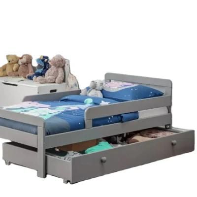 Modern Design Solid Wood Kids Bed Frame with Drawer