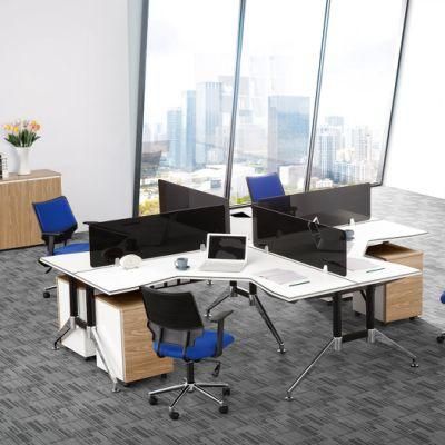 L-Shape 4 Persons Workstation Partition Desk Cubicle Office Furniture