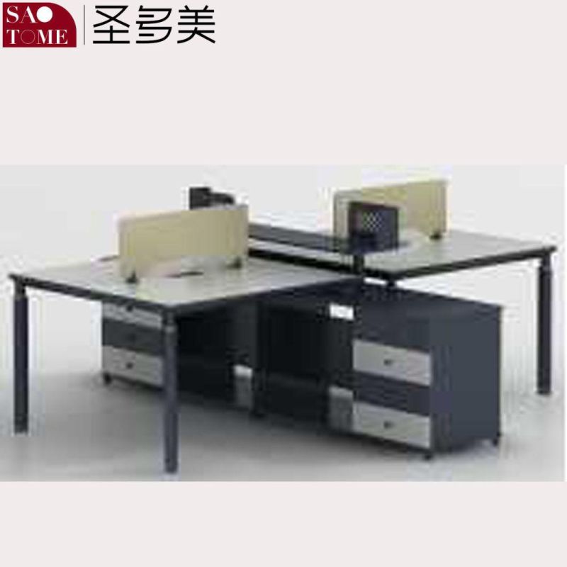 Modern Office Furniture Desk for Two People with Screen Clip and File Rack Work Table