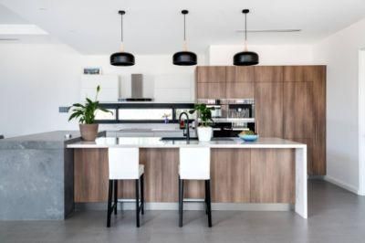 New Design U-Shaped Wooden Grain Melamine Fiber Cupboard Pantry Kitchen Cabinets