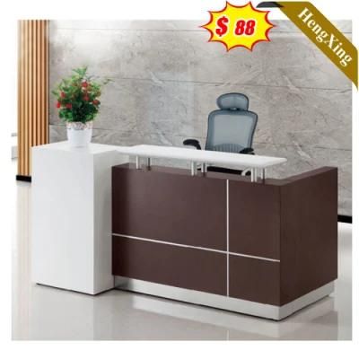 Factory Wholesale Classic Style White Mixed Brown Wooden Office Furniture Square Reception Table