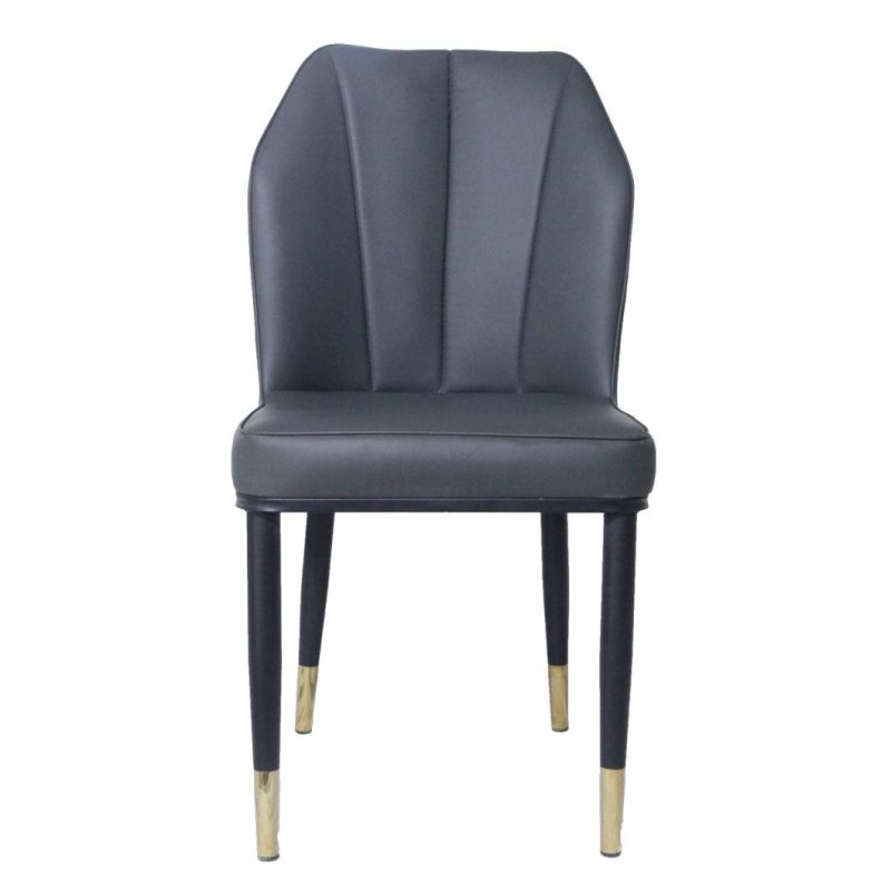 Modern Leather Dining Chair for Restaurant and Hotel Metal Legs Living Room Furniture Coffee Shop Chair