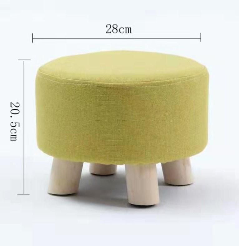 Custom Modern Living Room Round Fabric Children Wooden Ottoman Mushroom Stool