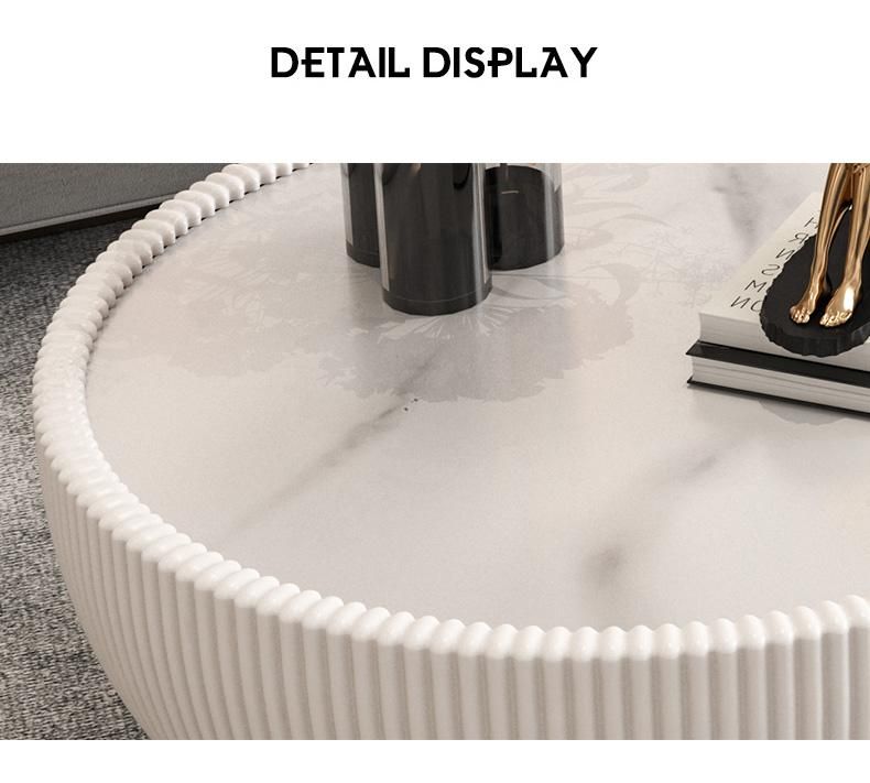 New Design PU Leather Marble Stone Bowl Tea Table