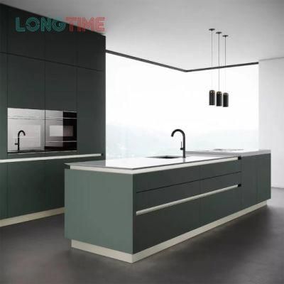 Modern Luxury Green Paint Interior Design Idea Office Cupboard Wooden Kitchen Cabinets Made in China (KPE04)