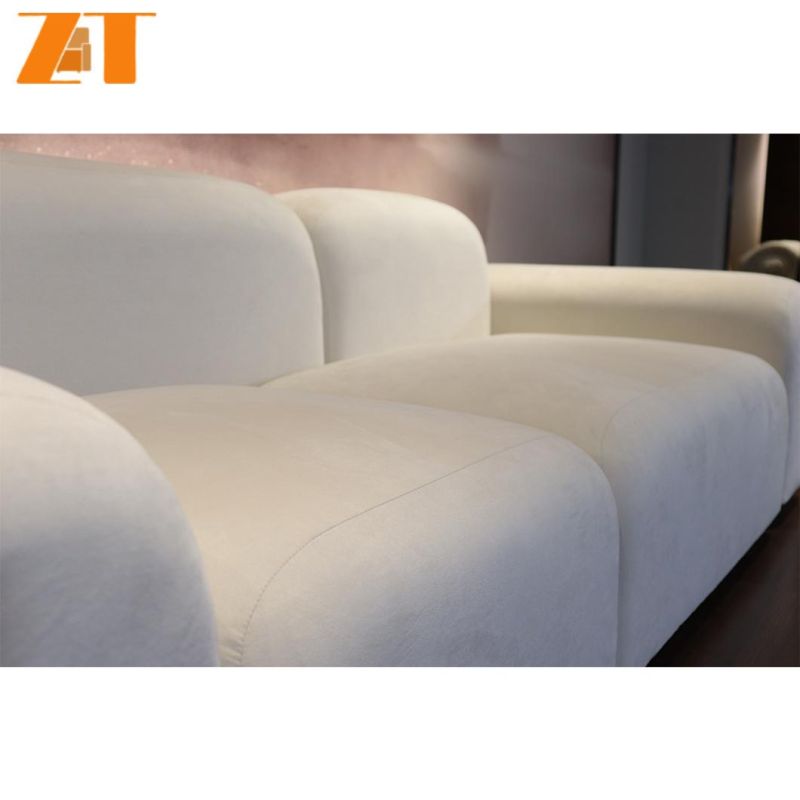 Italy Minimalist Style Comfortable Nordic Design Villa Square Pull Button Villa Hotel Couch Furniture Fabric Sofa