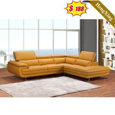 Classic Design Home Furniture Wooden Frame PU Leather Sofa Brown Color L Shape Recliner Sofas with Metal Legs
