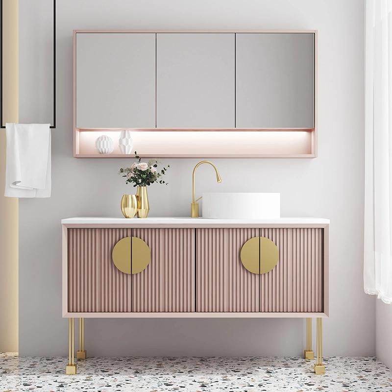 Nordic Rock Board Bathroom Cabinet Simple Solid Wood Light Luxury Intelligent