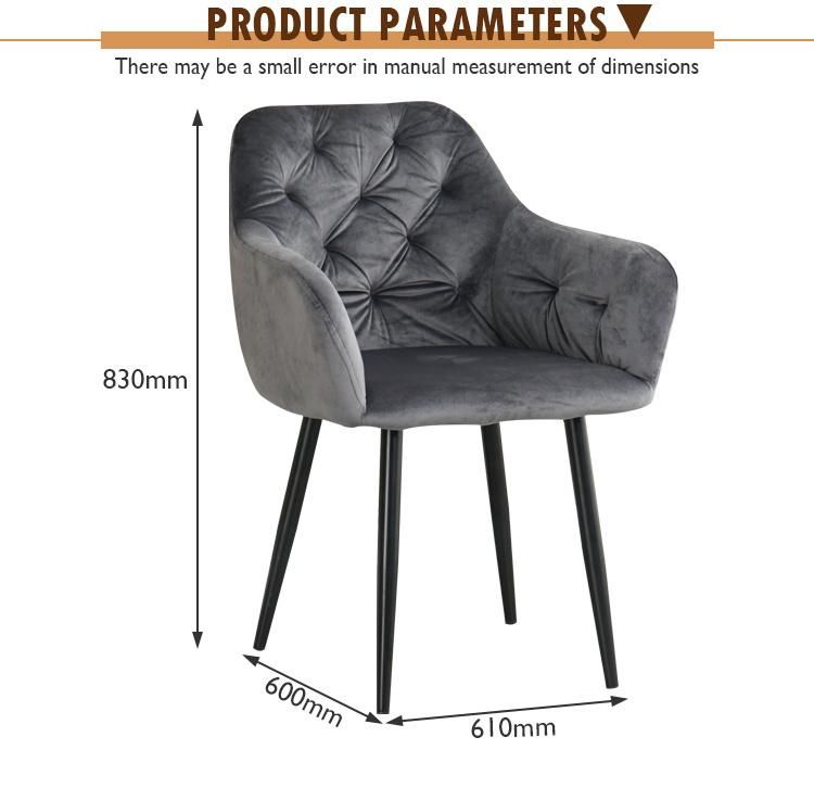 New Arrival Metal Legs Restaurant Fabric Upholster Dining Chair for Hotel Restaurant Home