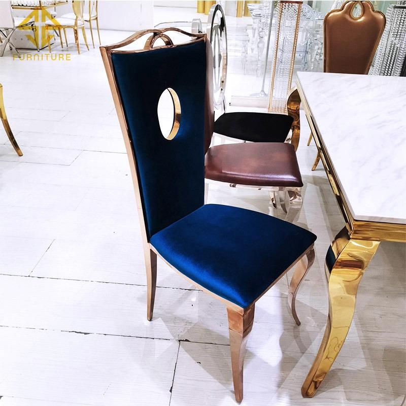 Wholesale Luxury Event Gold Stainless Steel Wedding Chair High Back Banquet Chairs