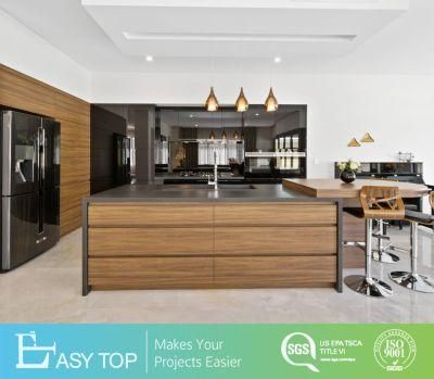 Modern Style Design Home Furnire Modular Dark Brown Lacquere Paint High Gloss Kitchen Cabinet