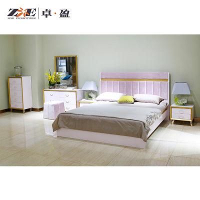 Modern Wooden Design Fabric Bedroom Furniture Set