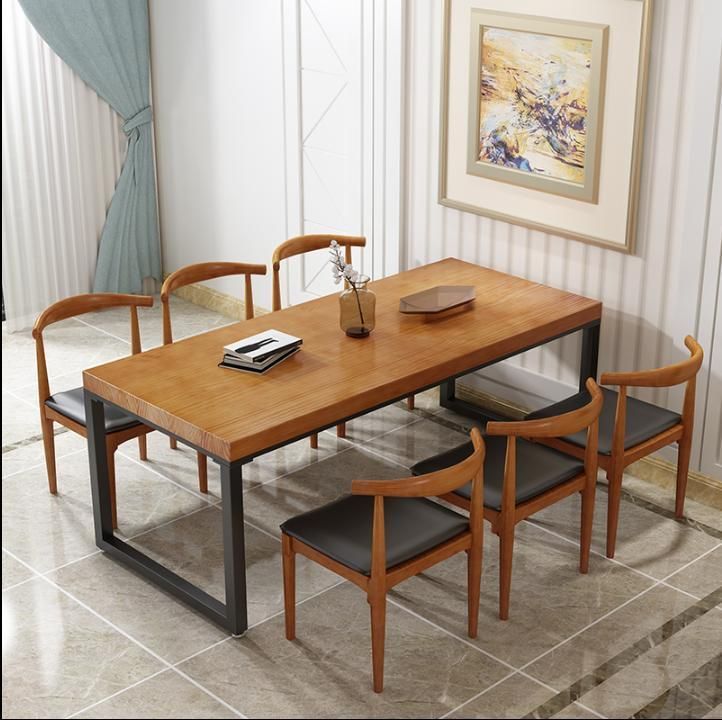 China Customized 1 Table 6 Chairs Combination Solid Wood Furniture