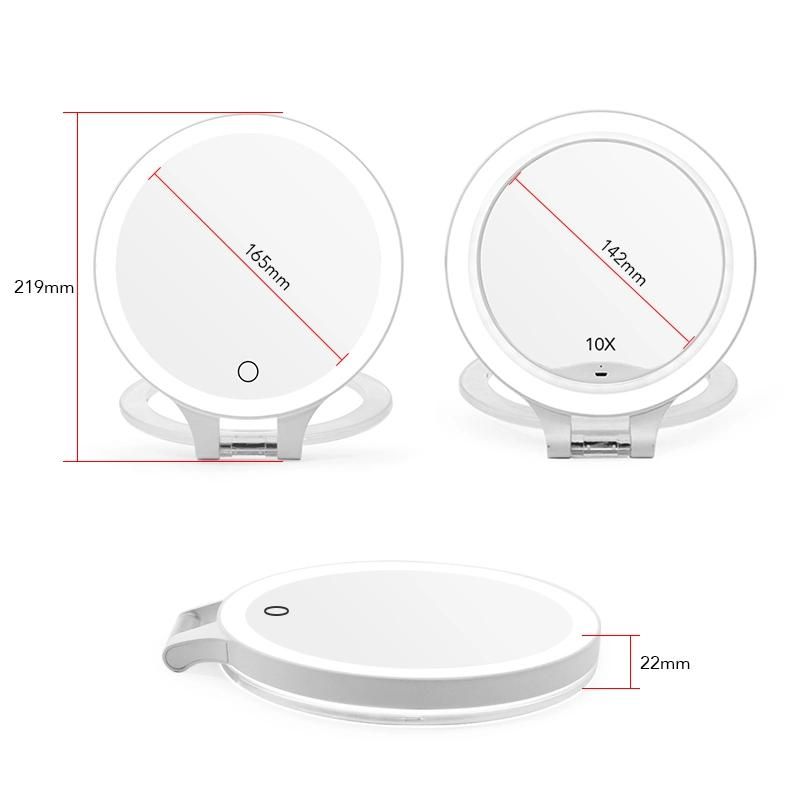 High Definition Double Sided USB Rechargeable LED Wholesale Lighted Makeup Mirror 10X Magnifying Mirror