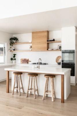 Whole House Customization Wood Timber Drawer Cupboard Modern Furniture Open Shelf Kitchen Cabinets with Island
