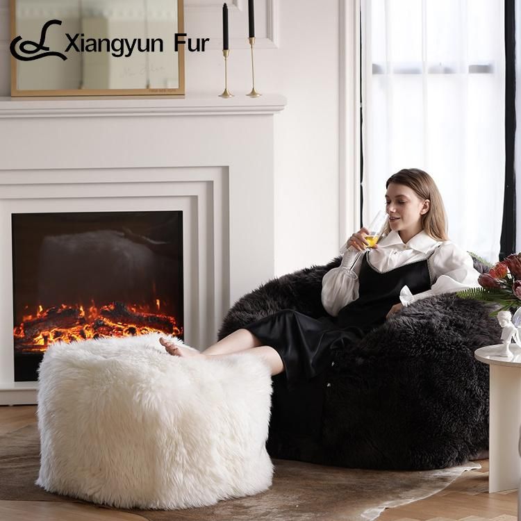 Luxurious Modern Design Living Room Furniture Chairs Mongolian Fur Stool