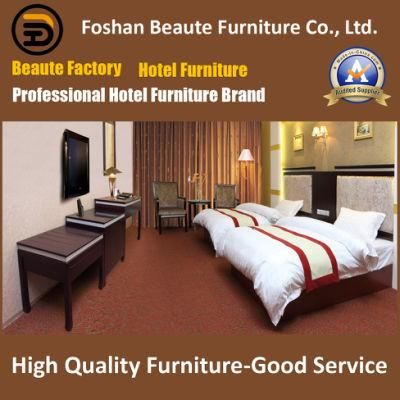 China Customized Wood Laminate Hotel Queen Bed Room Furniture with One Headboard for Indian Market