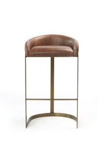 European Style Hotel Furniture Bronze Color Metal Frame Barstool