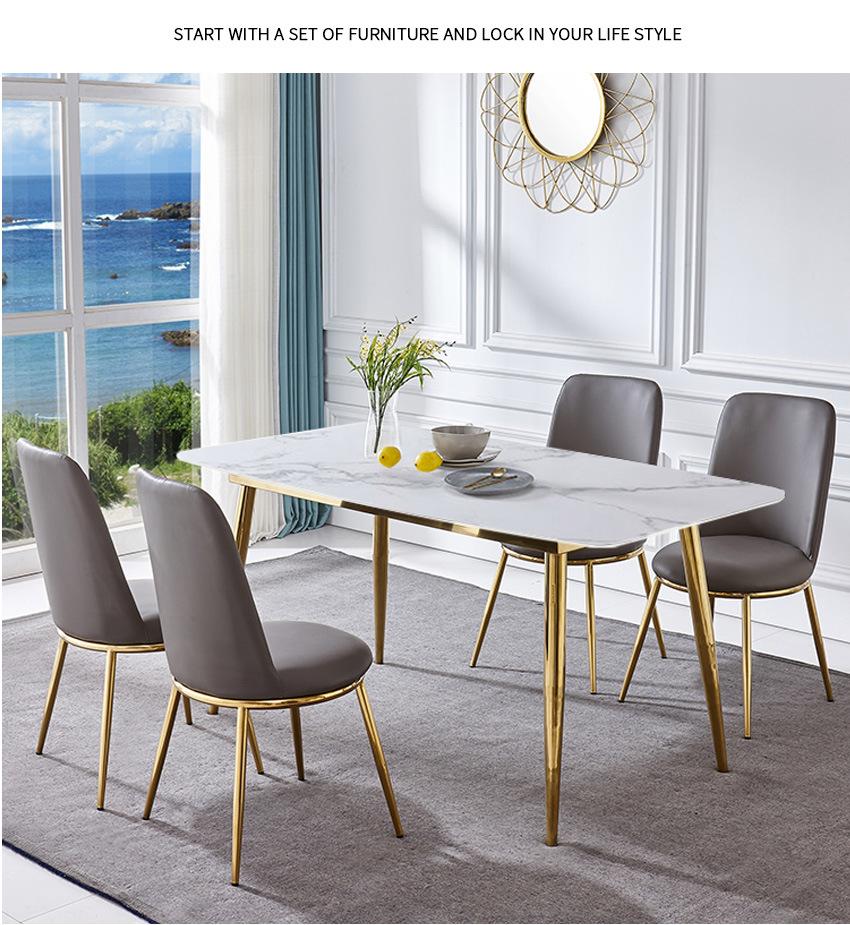 Modern Living Room Furniture Leather Upholstered Metal Dining Chairs