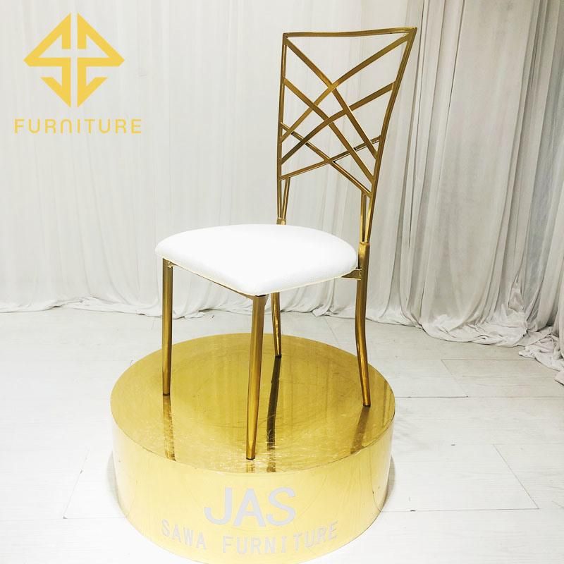 Chinafurniture Modern Design Stainless Steel White Sponge Seat High Dining Chair for Wedding Banquet