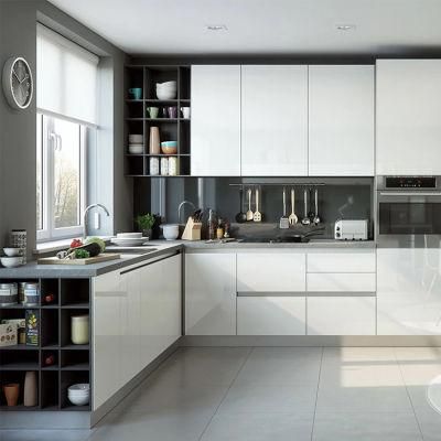 China Manufacturers Custom Made Handless Cabinets Modern Fashion High Glossy White Acrylic Kitchen Cabinet Design