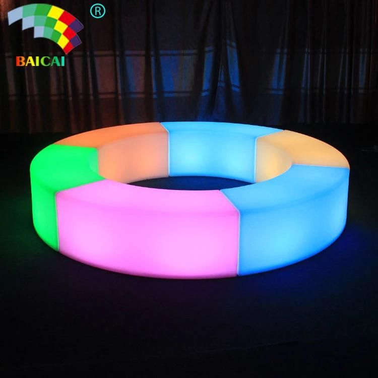 Modern Color Changeable battery Rechargeable Plastic LED Long Bench Chair